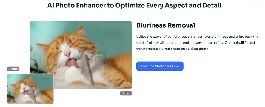 AI Ease photo enhancer optimizing image clarity and sharpness with advanced AI technology.