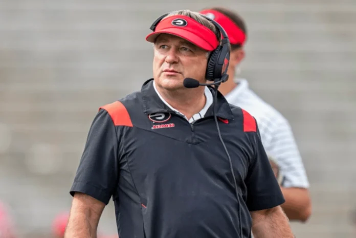 Georgia Bulldogs coach Kirby Smart, standing at 5'11