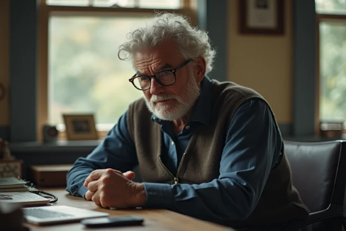 Peter Myer age 57 arrived from Denmark, smiling and holding Danish and new country flags.