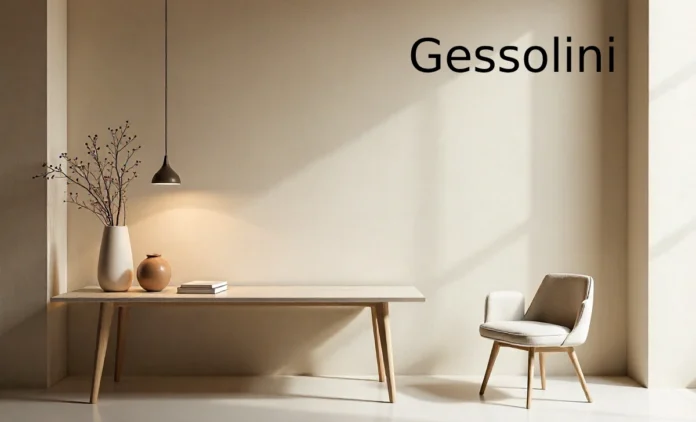Gessolini Elegant Gessolini textured wall finish in modern minimalist interior showcasing Italian craftsmanship and design