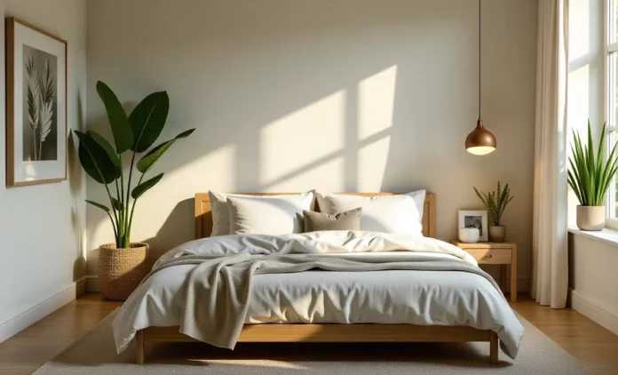 Lufanest wellness lifestyle bedroom with eco-friendly mattress, sustainable decor and mindfulness elements 2025