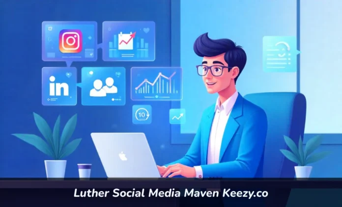 Luther Social Media Maven Keezy.co Management Platform Luther social media maven at Keezy.co platform dashboard managing multiple social accounts with scheduling and analytics tools