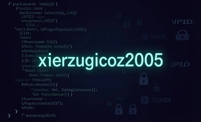 Xierzugicoz2005 Digital Identity and Password Security xierzugicoz2005 string shown on a screen with digital identifier and password security icons